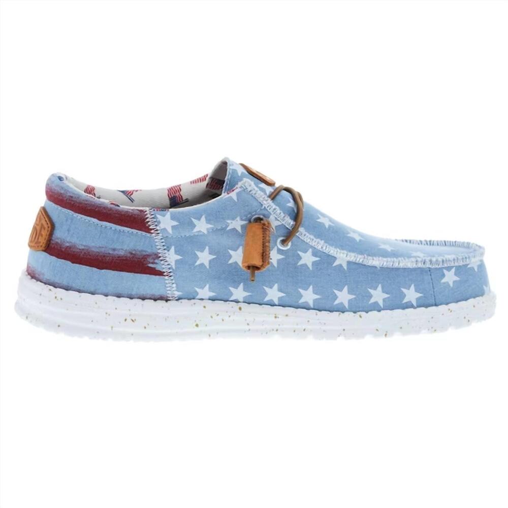 NEW HEY DUDE men's wally americana shoe in denim star